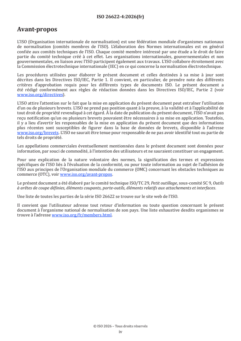 ISO 26622-4:2026 ISO 26622-4:2026 - Interfaces à cône modulaire avec système de serrage à billes — Partie 4: Dimensions des nez de broche pour une interface utilisant quatre éléments de verrouillage - Page 4 preview