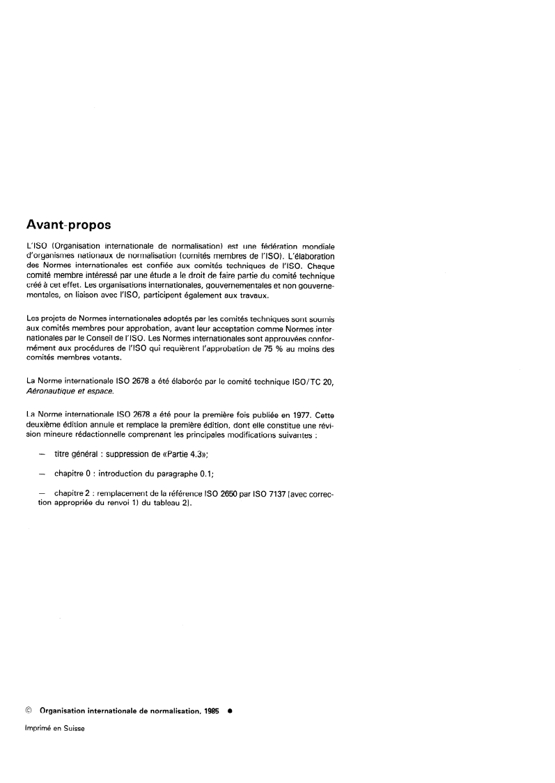 ISO 2678:1985 ISO 2678:1985 - Essais en environnement pour les équipements aéronautiques — Essais de résistance d'isolement et de haute tension pour les équipements électriques/23/1985 - Page 2 preview