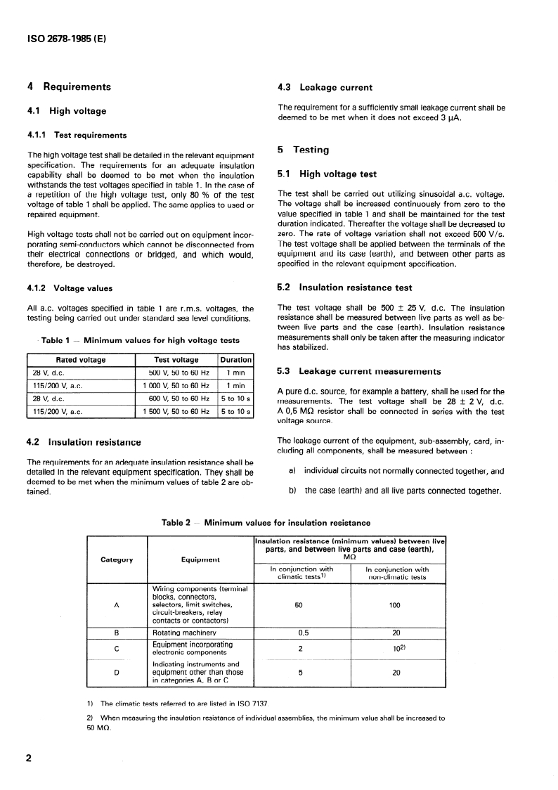 ISO 2678:1985 ISO 2678:1985 - Environmental tests for aircraft equipment — Insulation resistance and high voltage tests for electrical equipment/23/1985 - Page 4 preview