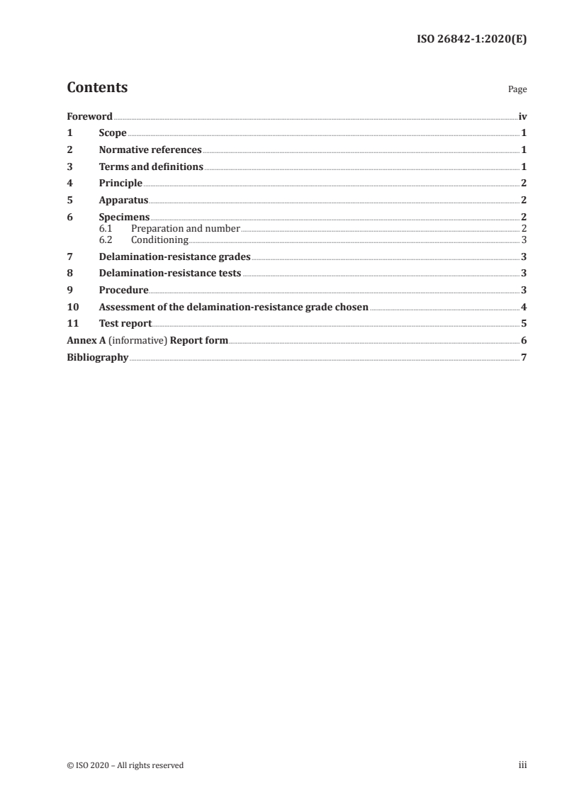 ISO 26842-1:2020 ISO 26842-1:2020 - Adhesives — Test methods for the evaluation and selection of adhesives for indoor wood products — Part 1: Resistance to delamination in non-severe environments/15/2020 - Page 3 preview