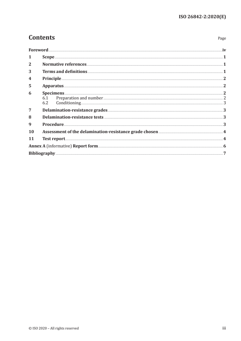 ISO 26842-2:2020 ISO 26842-2:2020 - Adhesives — Test methods for the evaluation and selection of adhesives for indoor wood products — Part 2: Resistance to delamination in severe environments/15/2020 - Page 3 preview