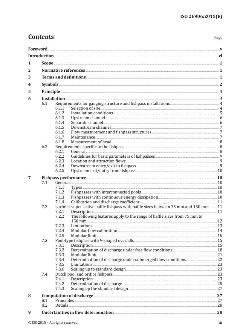 ISO 26906:2015 ISO 26906:2015 - Hydrometry — Fishpasses at flow measurement structures/20/2015 - Page 3 preview
