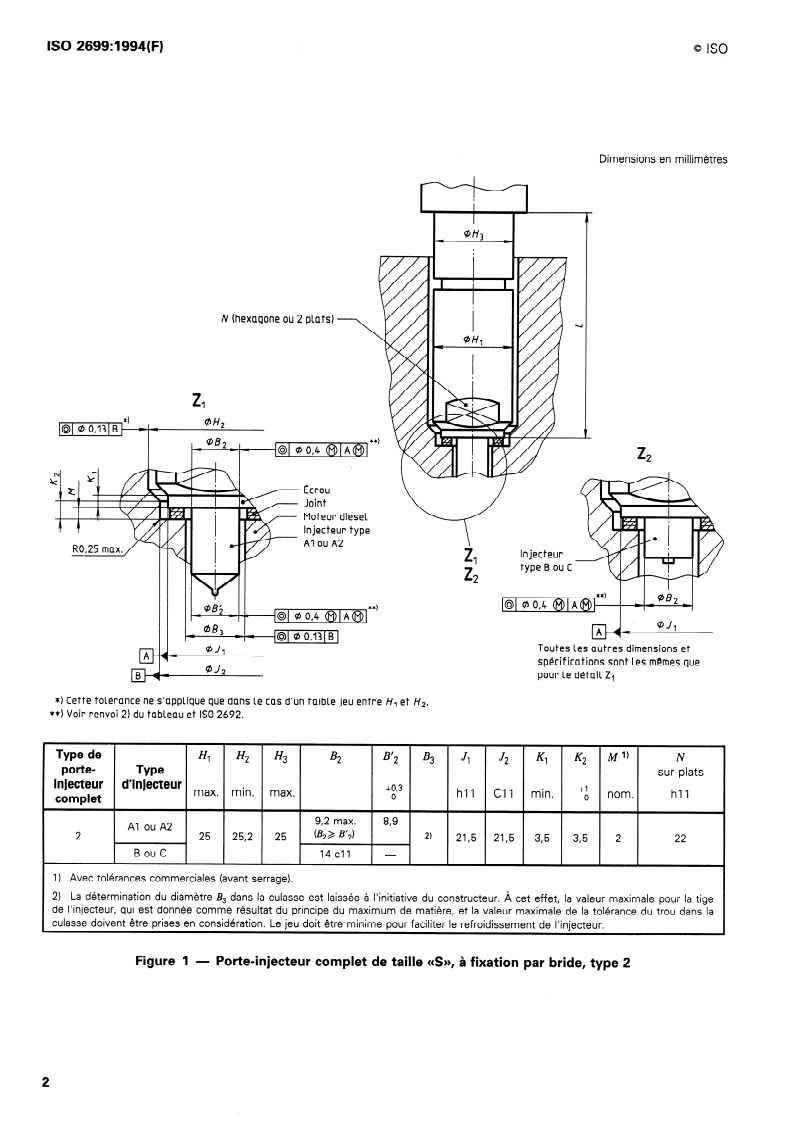 ISO 2699:1994 ISO 2699:1994 - Moteurs diesels — Porte-injecteurs de combustible complets de taille "S", à fixation par bride — Types 2, 3, 4, 5 et 6/7/1994 - Page 4 preview