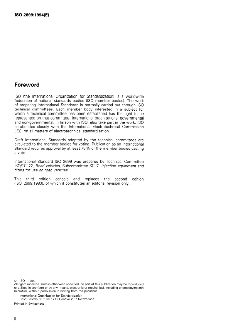 ISO 2699:1994 ISO 2699:1994 - Diesel engines — Flange-mounted fuel injectors, size "S" — Types 2, 3, 4, 5 and 6/7/1994 - Page 2 preview