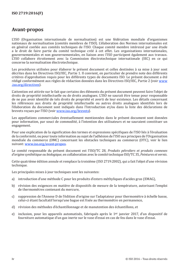 ISO 2719:2016 ISO 2719:2016 - Détermination du point d'éclair — Méthode Pensky-Martens en vase clos/23/2018 - Page 4 preview