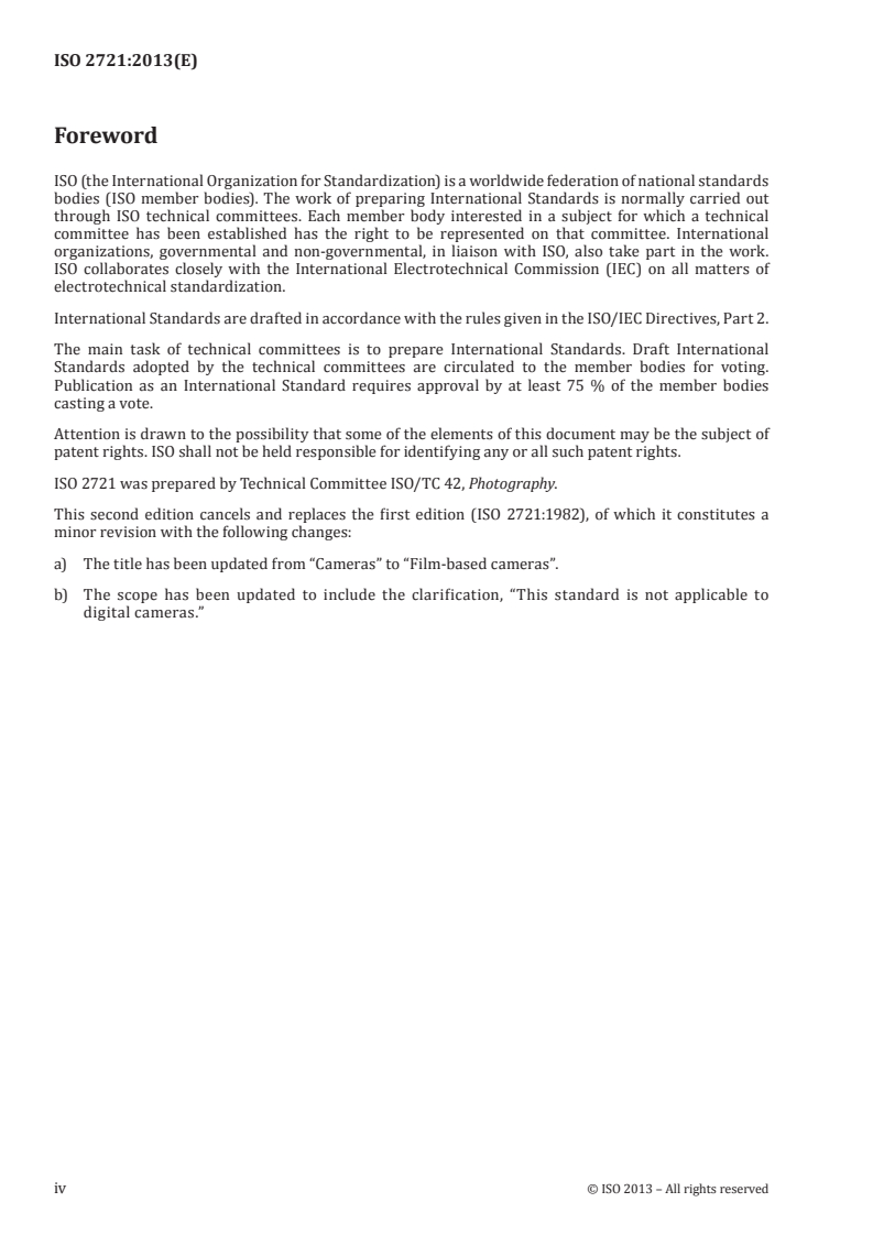 ISO 2721:2013 ISO 2721:2013 - Photography — Film-based cameras — Automatic controls of exposure/5/2013 - Page 4 preview