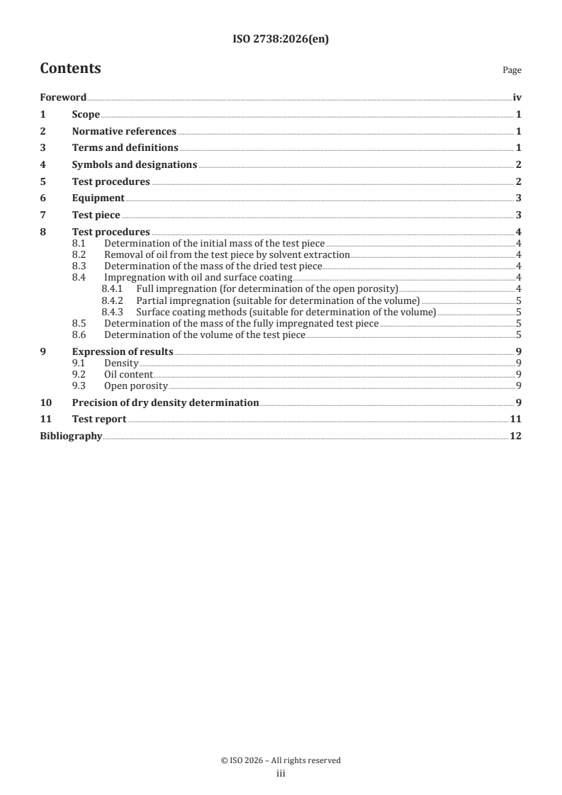 ISO 2738:2026 ISO 2738:2026 - Sintered metal materials, excluding hardmetals — Permeable sintered metal materials — Determination of density, oil content and open porosity
Released:9. 01. 2026 - Page 3 preview
