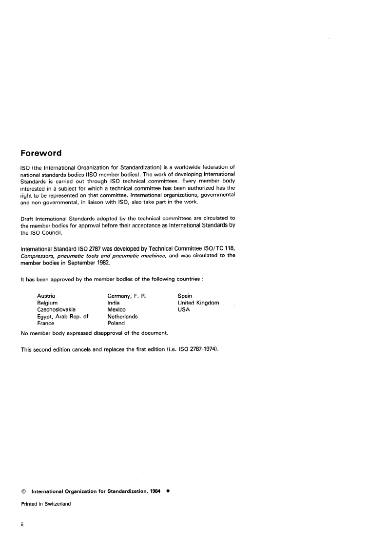 ISO 2787:1984 ISO 2787:1984 - Rotary and percussive pneumatic tools — Performance tests/1/1984 - Page 2 preview