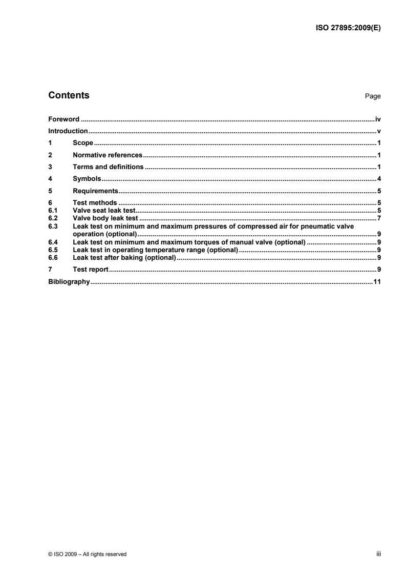 ISO 27895:2009 ISO 27895:2009 - Vacuum technology — Valves — Leak test/30/2009 - Page 3 preview