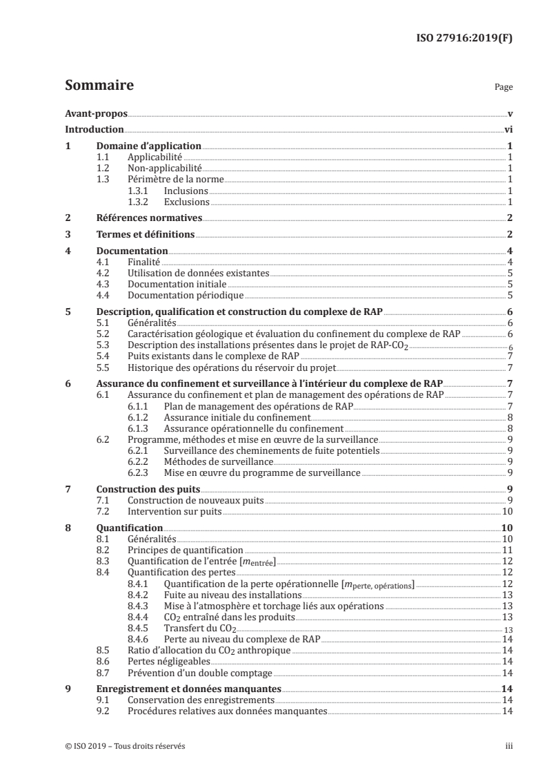 ISO 27916:2019 ISO 27916:2019 - Captage, transport et stockage géologique du dioxyde de carbone — Stockage du dioxyde de carbone au moyen de la récupération assistée du pétrole (RAP-CO2)/30/2019 - Page 3 preview