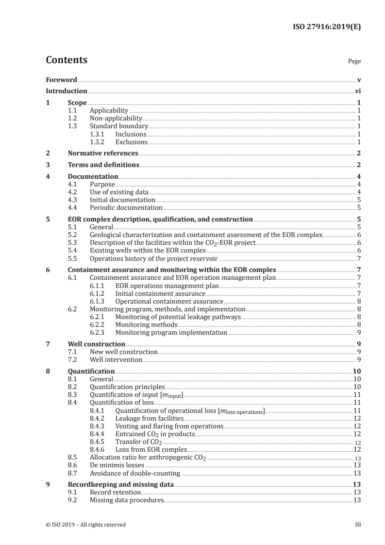 ISO 27916:2019 ISO 27916:2019 - Carbon dioxide capture, transportation and geological storage — Carbon dioxide storage using enhanced oil recovery (CO2-EOR)/30/2019 - Page 3 preview