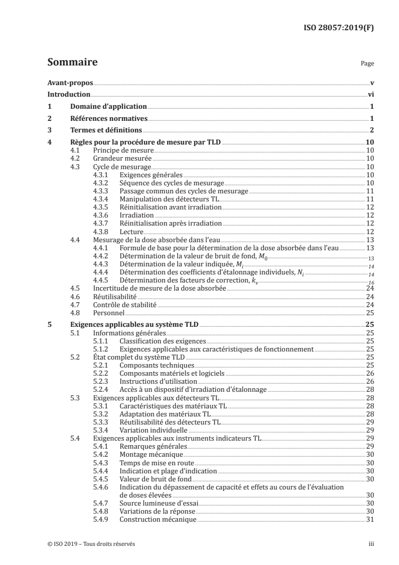 ISO 28057:2019 ISO 28057:2019 - Dosimétrie clinique — Dosimétrie avec détecteurs thermoluminescents solides pour les rayonnements de photons et d'électrons en radiothérapie/27/2019 - Page 3 preview