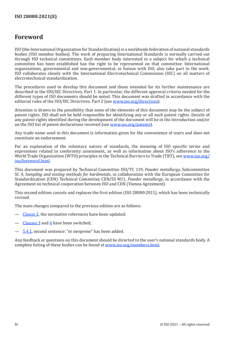 ISO 28080:2021 ISO 28080:2021 - Hardmetals — Abrasion tests for hardmetals/10/2021 - Page 4 preview