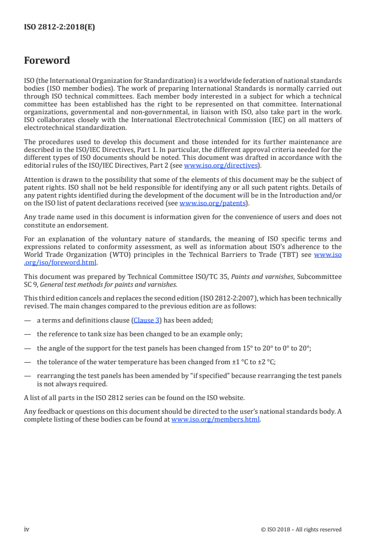 ISO 2812-2:2018 ISO 2812-2:2018 - Paints and varnishes — Determination of resistance to liquids — Part 2: Water immersion method/6/2018 - Page 4 preview