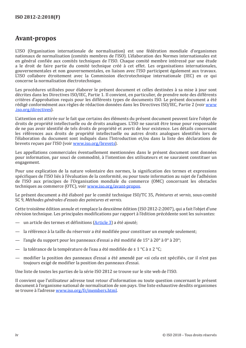ISO 2812-2:2018 ISO 2812-2:2018 - Peintures et vernis — Détermination de la résistance aux liquides — Partie 2: Méthode par immersion dans l'eau/6/2018 - Page 4 preview