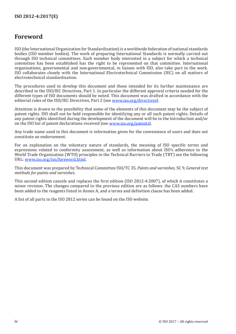 ISO 2812-4:2017 ISO 2812-4:2017 - Paints and varnishes — Determination of resistance to liquids — Part 4: Spotting methods/10/2017 - Page 4 preview