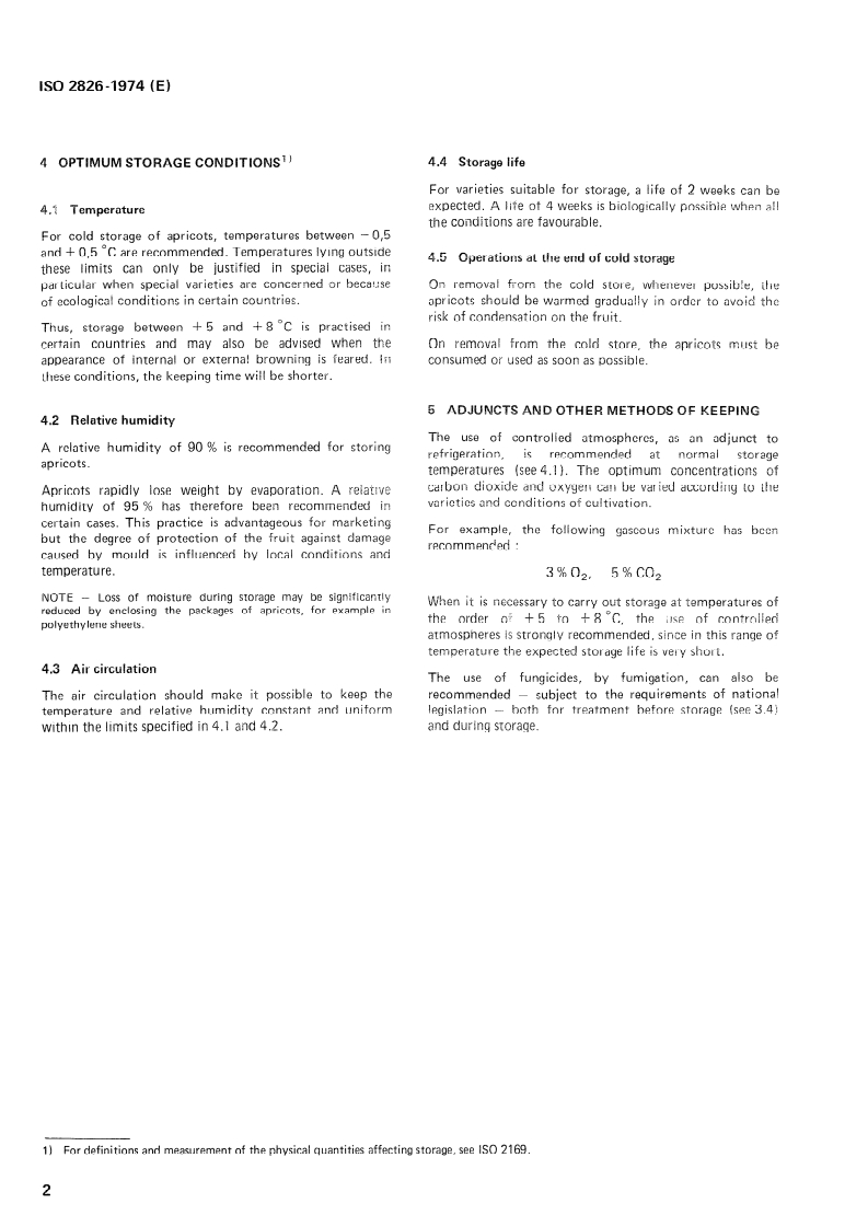 SIST ISO 2826:1996 ISO 2826:1974 - Apricots — Guide to cold storage/1/1974 - Page 4 preview