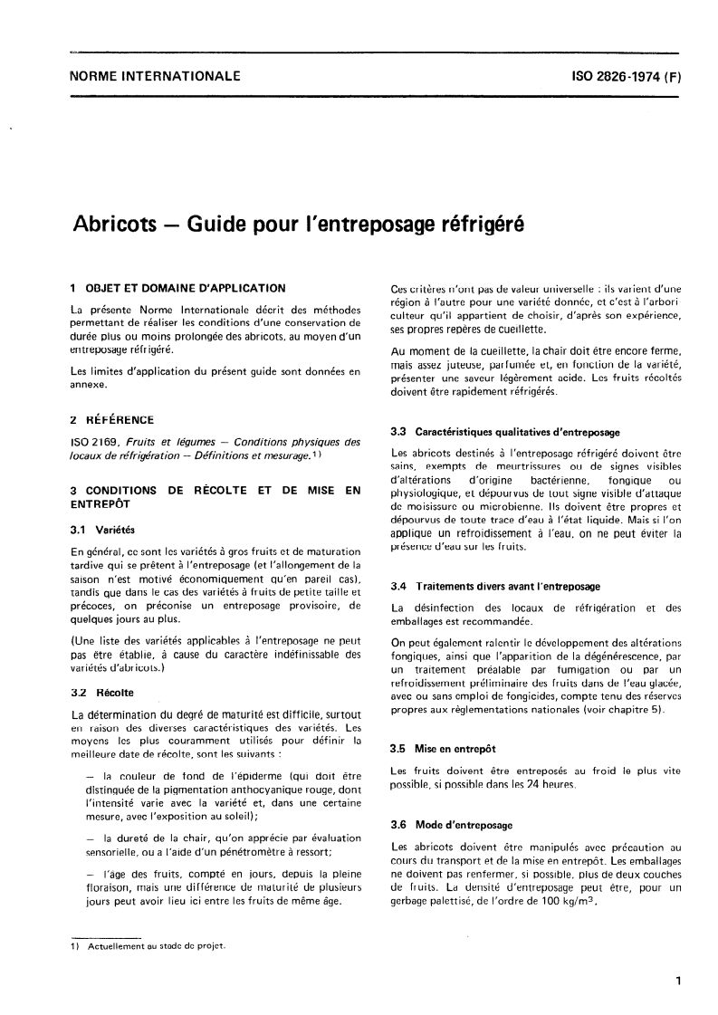 SIST ISO 2826:1996 ISO 2826:1974 - Abricots — Guide pour l'entreposage réfrigéré/1/1974 - Page 3 preview