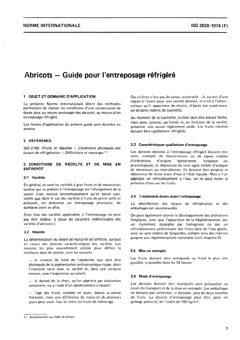 SIST ISO 2826:1996 ISO 2826:1974 - Abricots — Guide pour l'entreposage réfrigéré/1/1974 - Page 3 preview