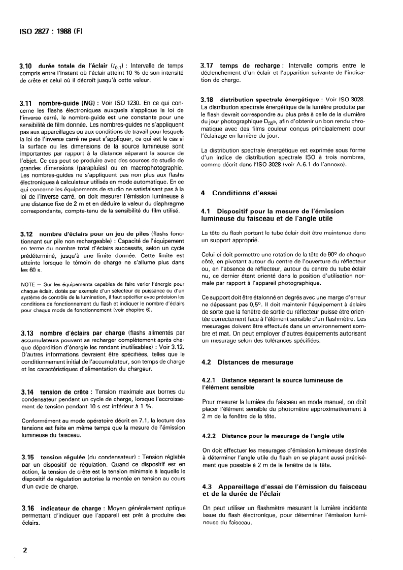 SIST ISO 2827:2011 ISO 2827:1988 - Photographie — Flash électronique — Détermination de l'émission lumineuse et des performances/18/1988 - Page 4 preview