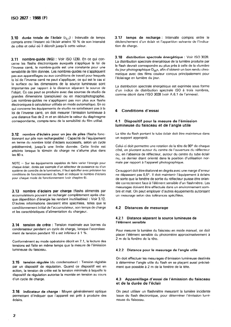 SIST ISO 2827:2011 ISO 2827:1988 - Photographie — Flash électronique — Détermination de l'émission lumineuse et des performances/18/1988 - Page 4 preview