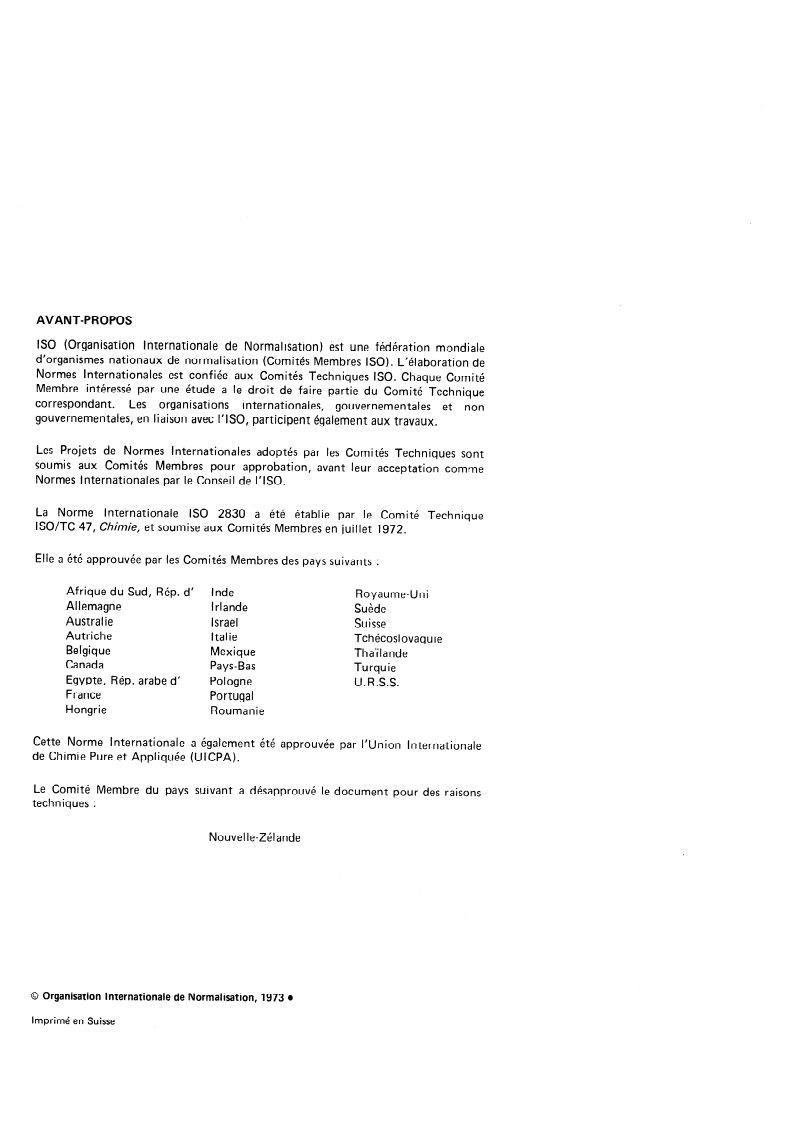 ISO 2830:1973 ISO 2830:1973 - Cryolithe, naturelle et artificielle — Dosage de l'aluminium — Méthode par absorption atomique/1/1973 - Page 2 preview