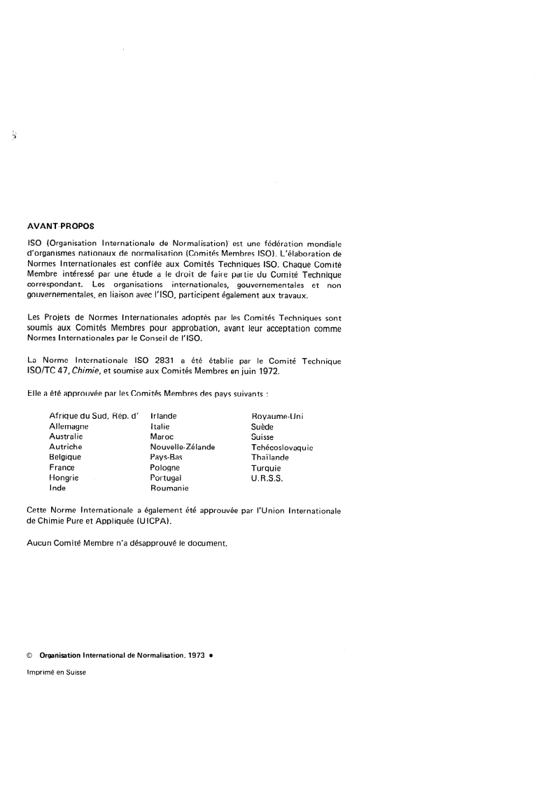 ISO 2831:1973 ISO 2831:1973 - Fluorure de sodium à usage industriel — Détermination de l'insoluble dans l'eau/1/1973 - Page 2 preview