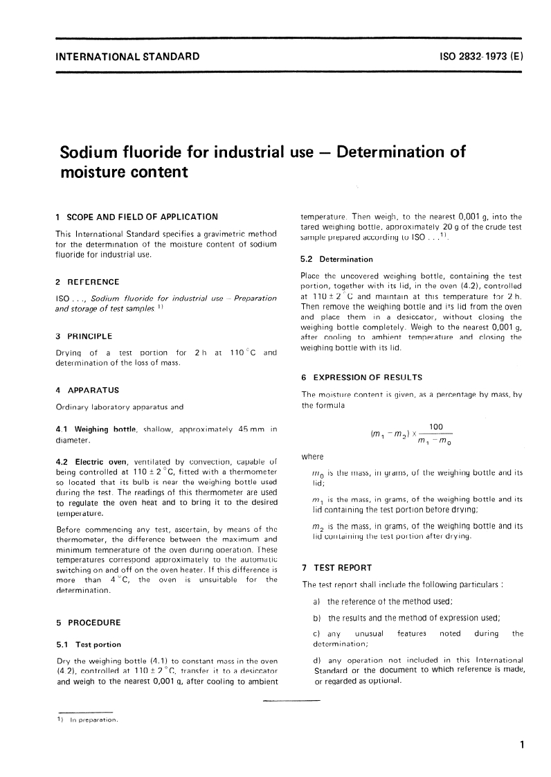 ISO 2832:1973 ISO 2832:1973 - Sodium fluoride for industrial use — Determination of moisture content/1/1973 - Page 3 preview