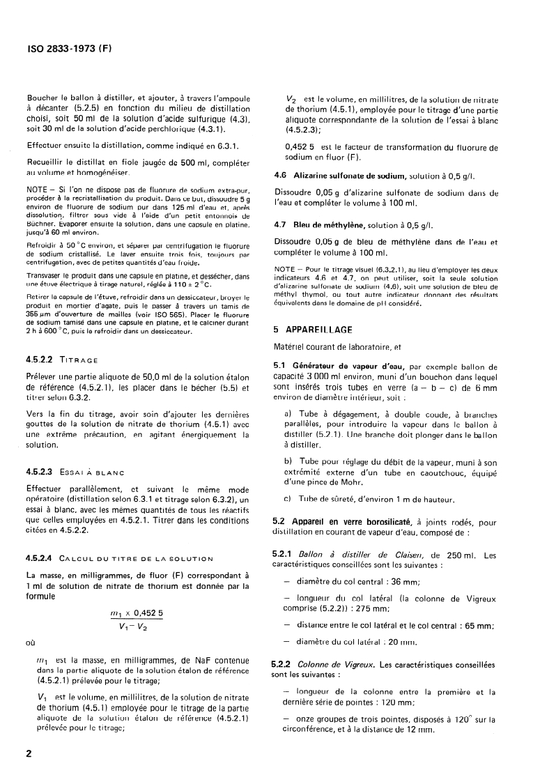 ISO 2833:1973 ISO 2833:1973 - Fluorure de sodium à usage industriel — Dosage du fluor — Méthode Willard-Winter modifiée/1/1973 - Page 4 preview