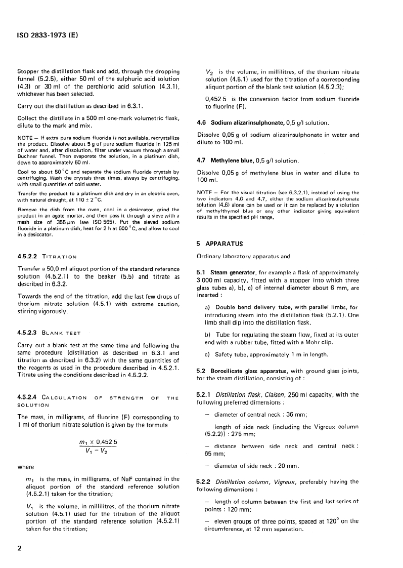ISO 2833:1973 ISO 2833:1973 - Sodium fluoride for industrial use — Determination of fluorine content — Modified Willard-Winter method/1/1973 - Page 4 preview
