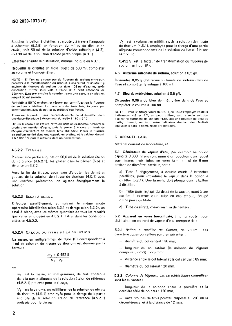 ISO 2833:1973 ISO 2833:1973 - Fluorure de sodium à usage industriel — Dosage du fluor — Méthode Willard-Winter modifiée/1/1973 - Page 4 preview