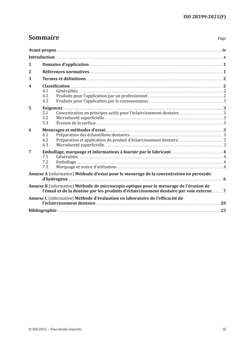 ISO 28399:2021 ISO 28399:2021 - Médecine bucco-dentaire — Produits d'éclaircissement dentaire par voie externe/22/2021 - Page 3 preview