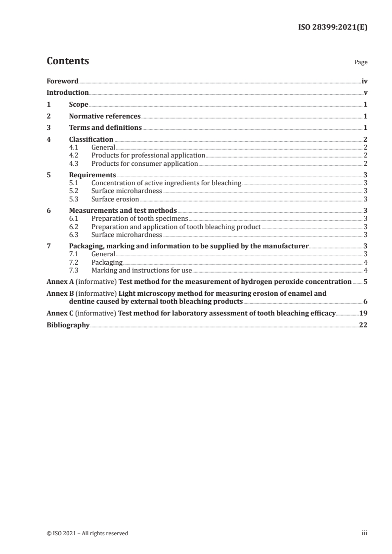 ISO 28399:2021 ISO 28399:2021 - Dentistry — External tooth bleaching products/22/2021 - Page 3 preview