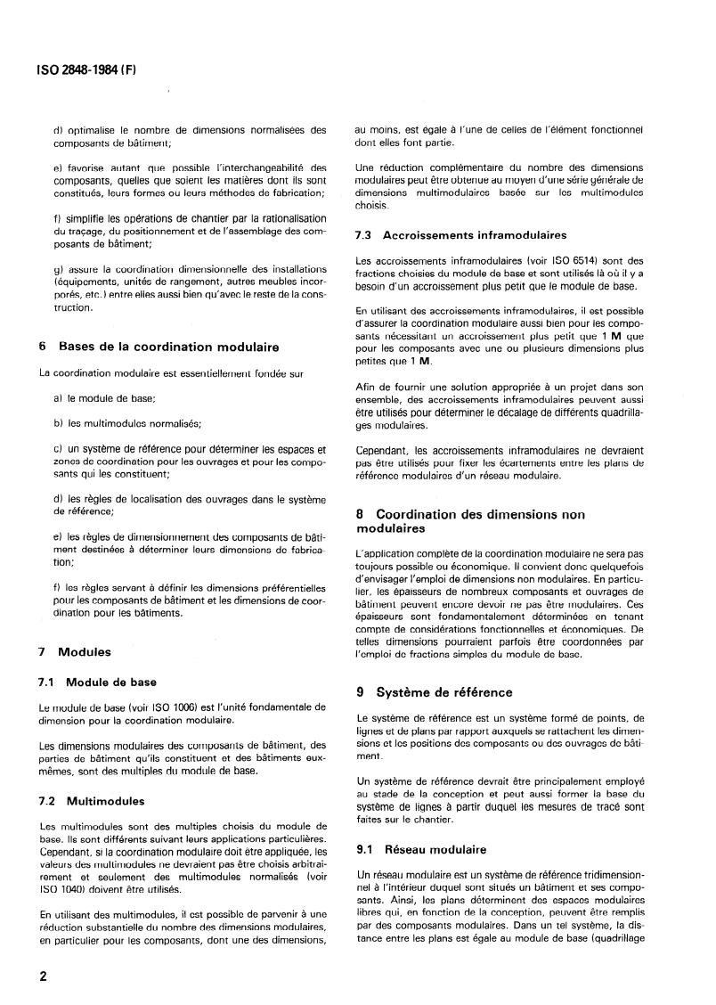 ISO 2848:1984 ISO 2848:1984 - Construction immobilière — Coordination modulaire — Principes et règles/1/1984 - Page 4 preview