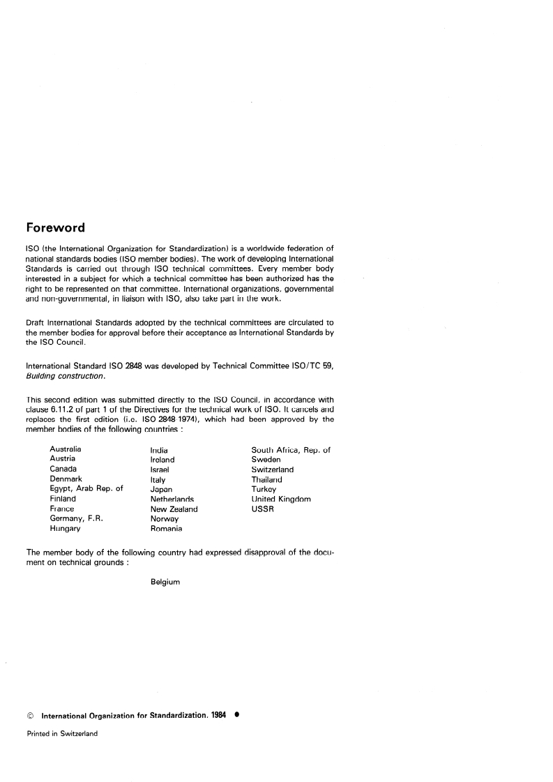 ISO 2848:1984 ISO 2848:1984 - Building construction — Modular coordination — Principles and rules/1/1984 - Page 2 preview