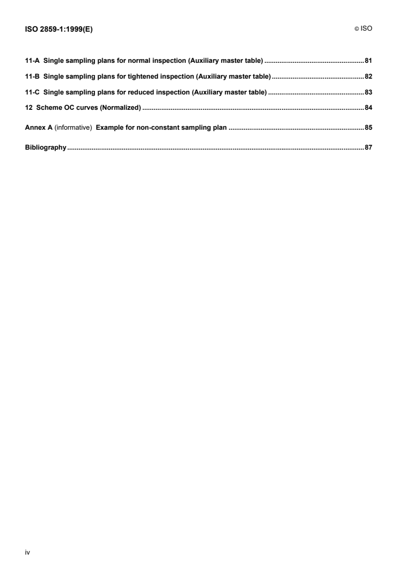 ISO 2859-1:1999 ISO 2859-1:1999 - Sampling procedures for inspection by attributes — Part 1: Sampling schemes indexed by acceptance quality limit (AQL) for lot-by-lot inspection/18/1999 - Page 4 preview