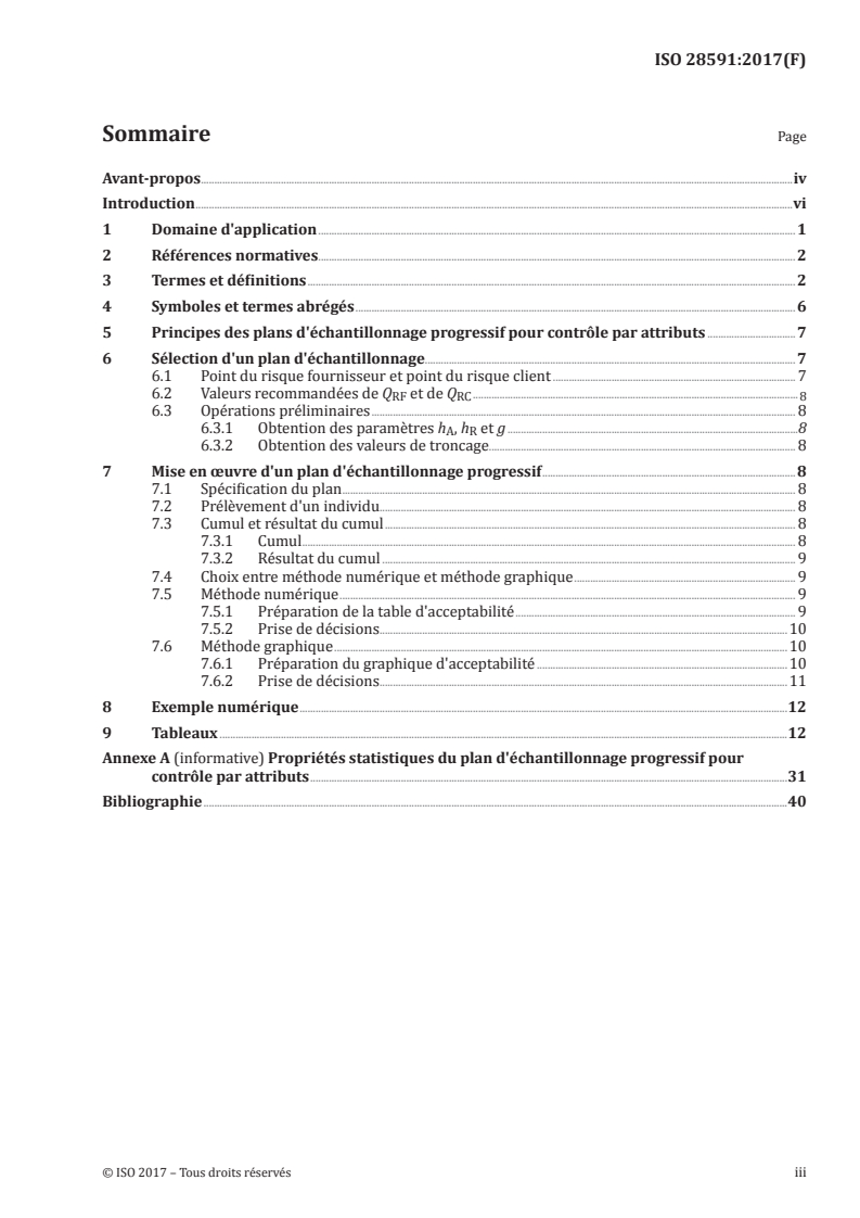 ISO 28591:2017 ISO 28591:2017 - Plans d'échantillonnage progressif pour le contrôle par attributs/23/2017 - Page 3 preview
