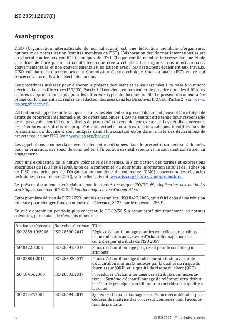 ISO 28591:2017 ISO 28591:2017 - Plans d'échantillonnage progressif pour le contrôle par attributs/23/2017 - Page 4 preview