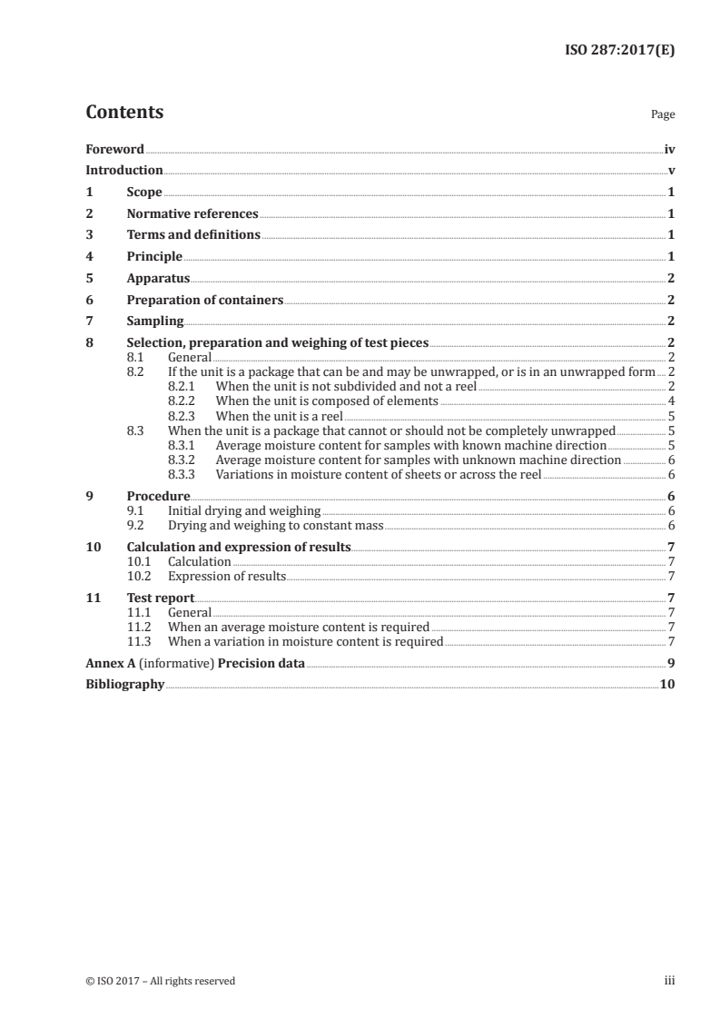ISO 287:2017 ISO 287:2017 - Paper and board — Determination of moisture content of a lot — Oven-drying method/2/2017 - Page 3 preview