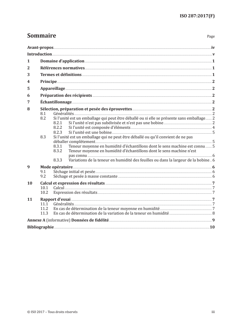 ISO 287:2017 ISO 287:2017 - Papier et carton — Détermination de la teneur en humidité d'un lot — Méthode par séchage à l'étuve/28/2017 - Page 3 preview