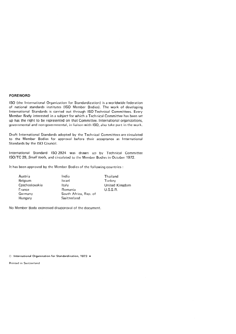 ISO 2924:1973 ISO 2924:1973 - Solid and segmental circular saws for cold cutting of metals — Interchangeability dimensions of the drive — Saw diameter range 224 to 2 240 mm/1/1973 - Page 2 preview