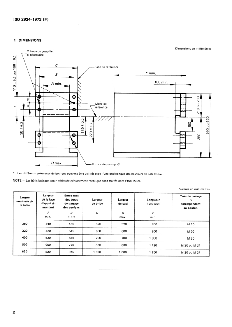 ISO 2934:1973 ISO 2934:1973 - Éléments standard pour la construction des machines-outils — Bâtis latéraux pour montants/1/1973 - Page 4 preview