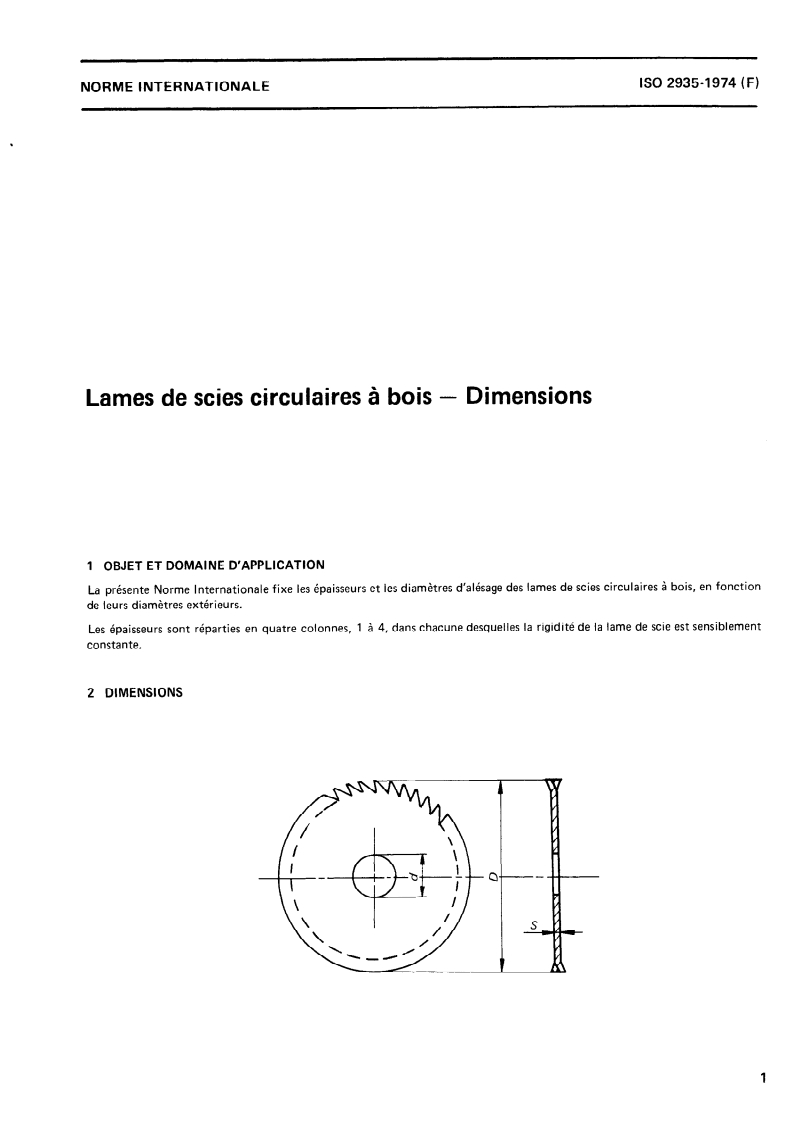 ISO 2935:1974 ISO 2935:1974 - Lames de scies circulaires à bois — Dimensions/1/1974 - Page 3 preview