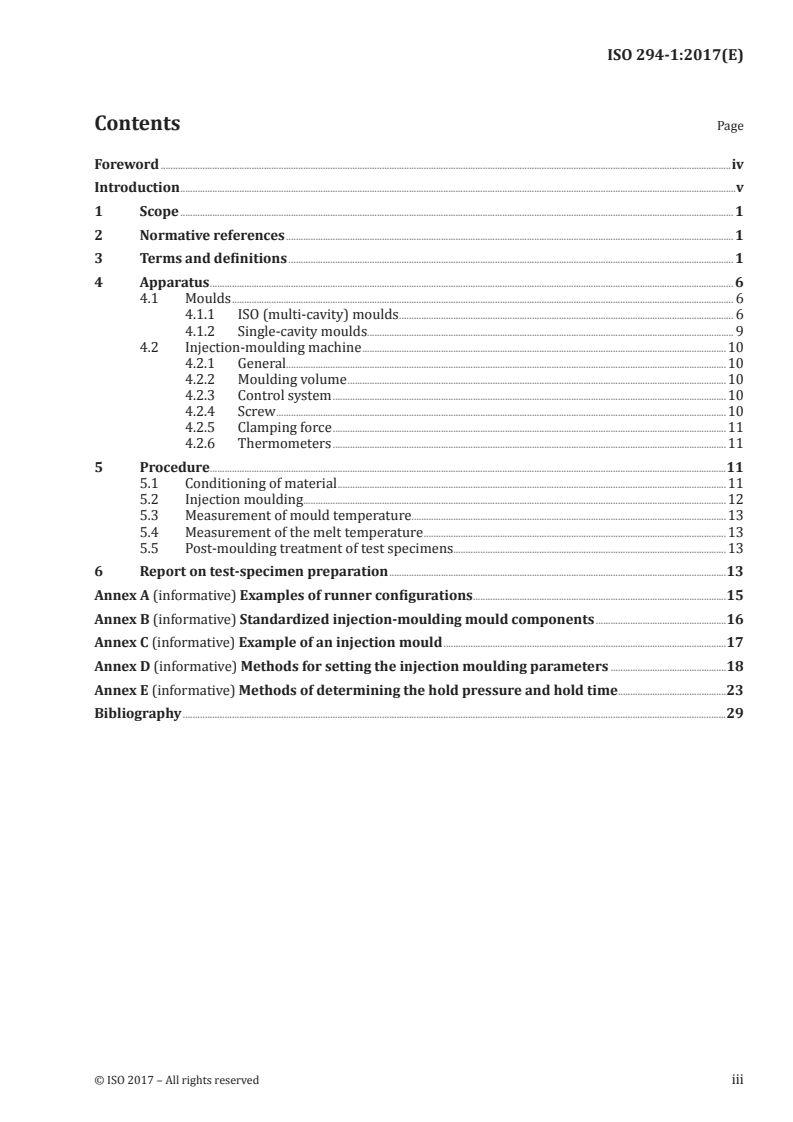 ISO 294-1:2017 ISO 294-1:2017 - Plastics — Injection moulding of test specimens of thermoplastic materials — Part 1: General principles, and moulding of multipurpose and bar test specimens/10/2017 - Page 3 preview