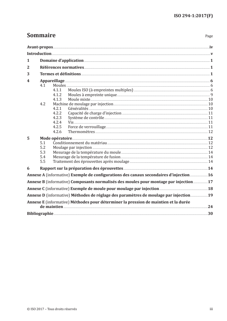 ISO 294-1:2017 ISO 294-1:2017 - Plastiques — Moulage par injection des éprouvettes de matériaux thermoplastiques — Partie 1: Principes généraux, et moulage des éprouvettes à usages multiples et des barreaux/10/2017 - Page 3 preview