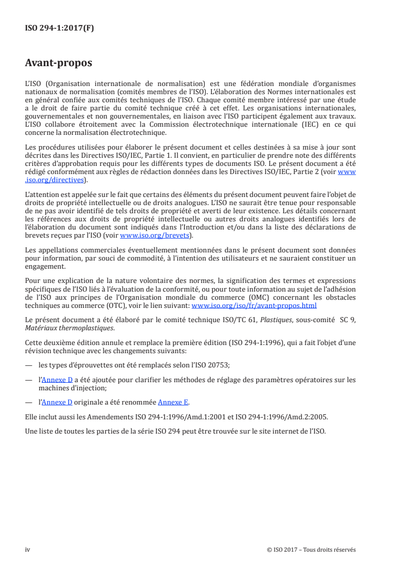 ISO 294-1:2017 ISO 294-1:2017 - Plastiques — Moulage par injection des éprouvettes de matériaux thermoplastiques — Partie 1: Principes généraux, et moulage des éprouvettes à usages multiples et des barreaux/10/2017 - Page 4 preview