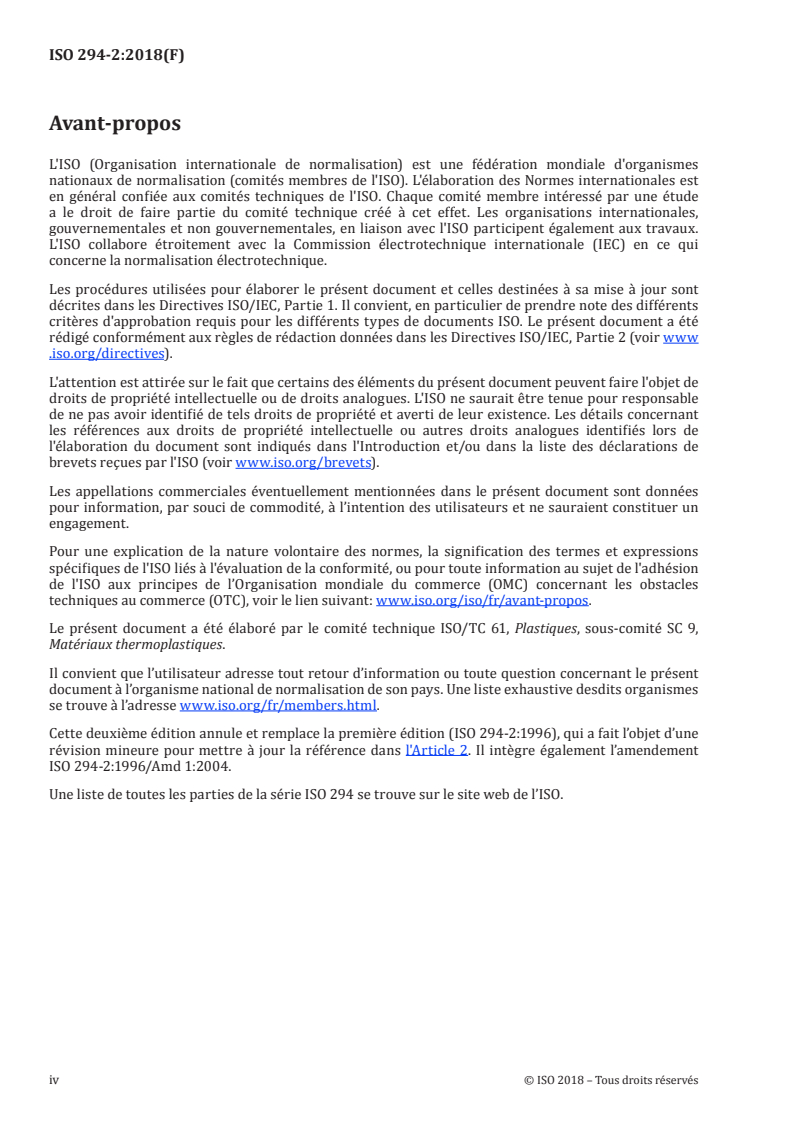 ISO 294-2:2018 ISO 294-2:2018 - Plastiques — Moulage par injection des éprouvettes de matériaux thermoplastiques — Partie 2: Barreaux de traction de petites dimensions/7/2018 - Page 4 preview