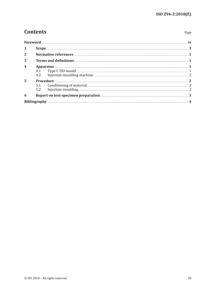 ISO 294-2:2018 ISO 294-2:2018 - Plastics — Injection moulding of test specimens of thermoplastic materials — Part 2: Small tensile bars/7/2018 - Page 3 preview