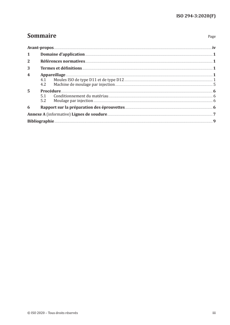 ISO 294-3:2020 ISO 294-3:2020 - Plastiques — Moulage par injection des éprouvettes de matériaux thermoplastiques — Partie 3: Plaques de petites dimensions/26/2020 - Page 3 preview