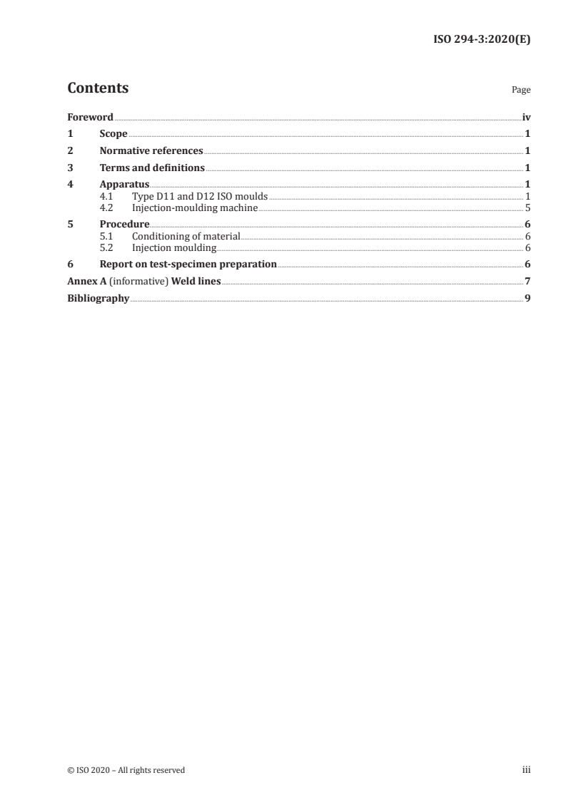 ISO 294-3:2020 ISO 294-3:2020 - Plastics — Injection moulding of test specimens of thermoplastic materials — Part 3: Small plates/26/2020 - Page 3 preview